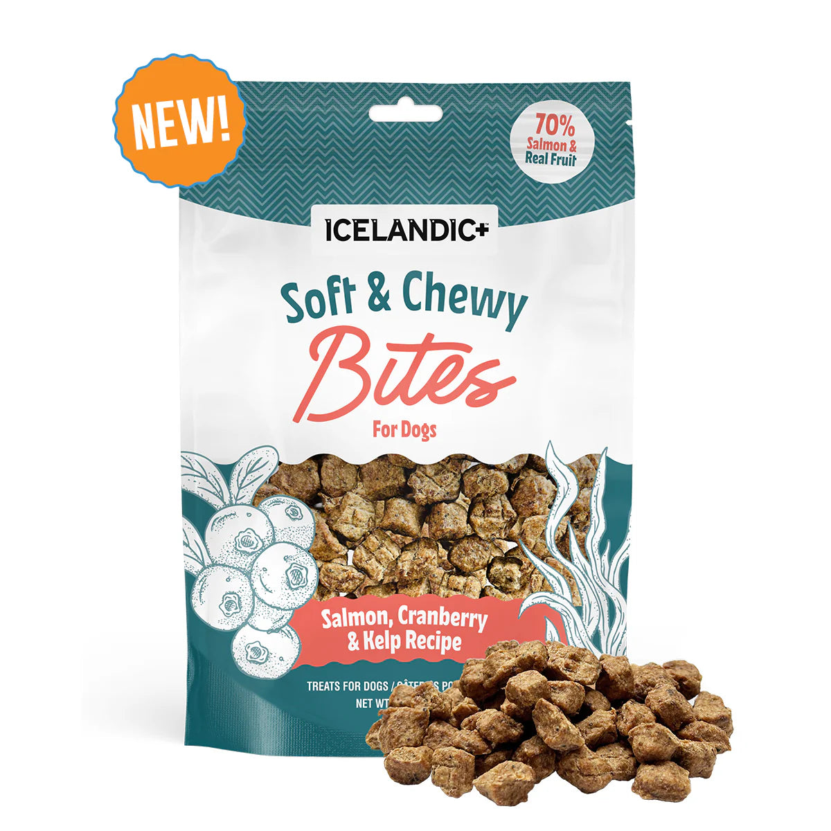Icelandic+ Soft & Chewy Bites Salmon, Cranberry & Kelp Treats For Dogs