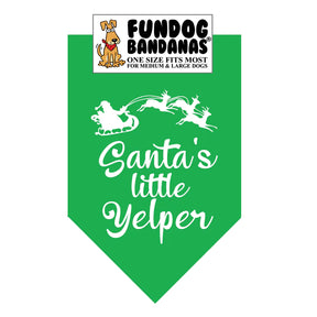 Dog Bandana Santa's Little Yelper - Green