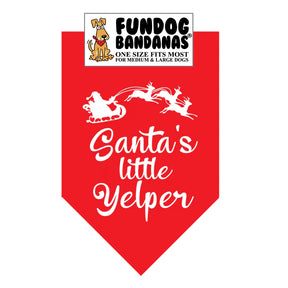 Dog Bandana Santa's Little Yelper - Red