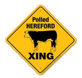 Polled Hereford Cow X-ing Sign