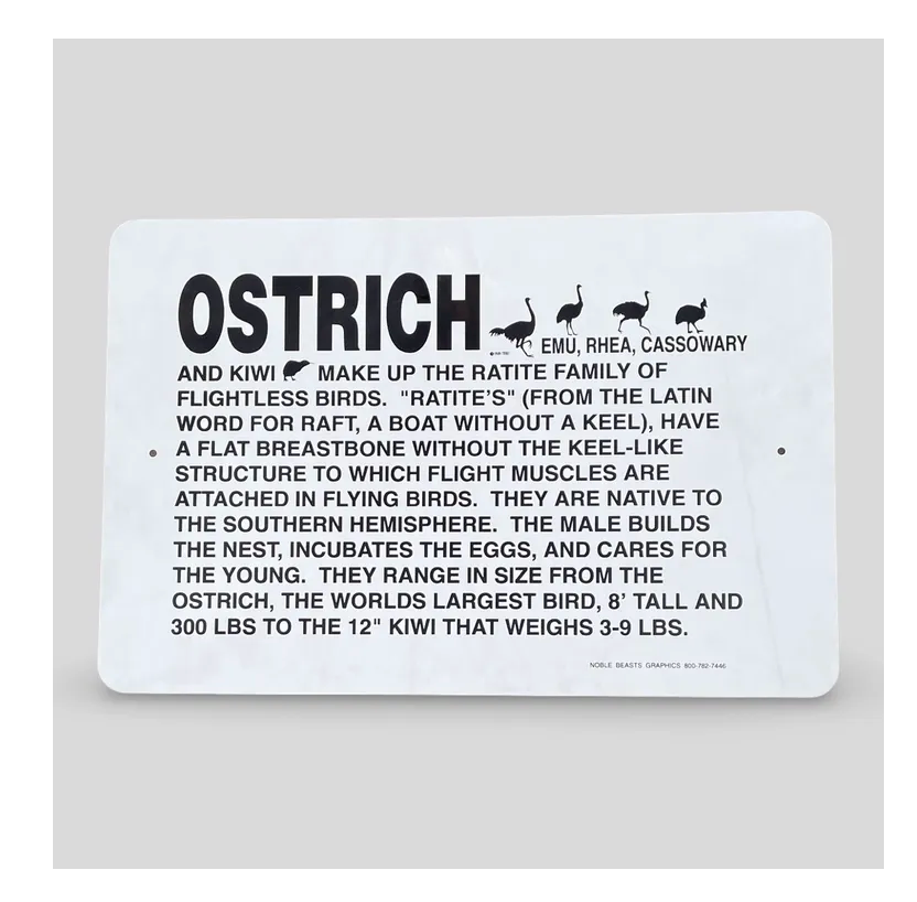 Noble Beasts - Information Ostrich Sign
