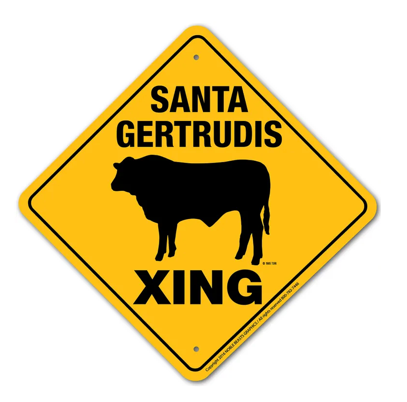 Santa Gertrudis Cow X-ing Sign