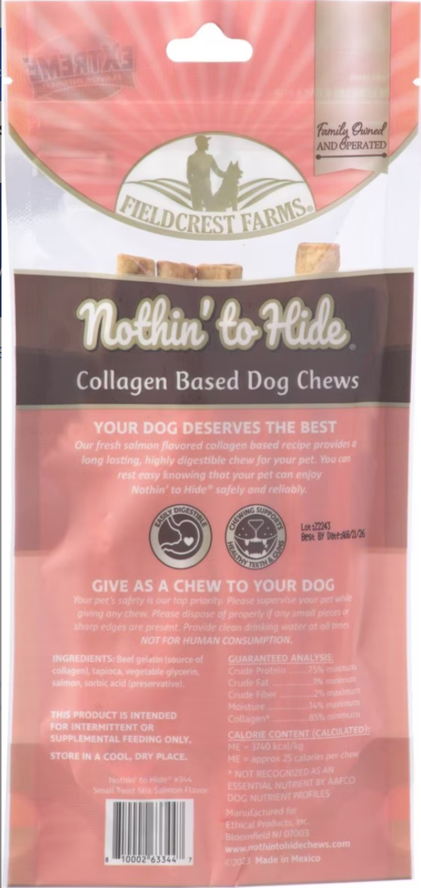 Nothin' To Hide Twists Salmon Rawhide Alternative Dog Chews