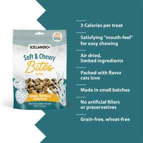 Icelandic+ Soft & Chewy Bites Chicken, Blackberry & Kelp Treats For Cats