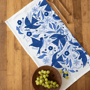 Gingiber - Tea Towel Blue Songbirds