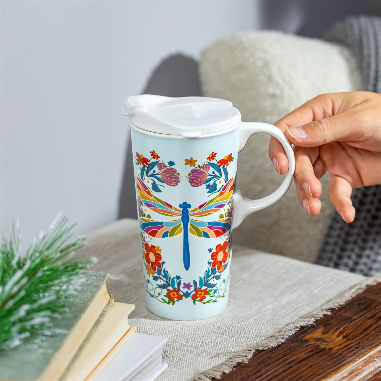 Evergreen Enterprises - Ceramic Cup What She Shed Dragonfly with Gift Box