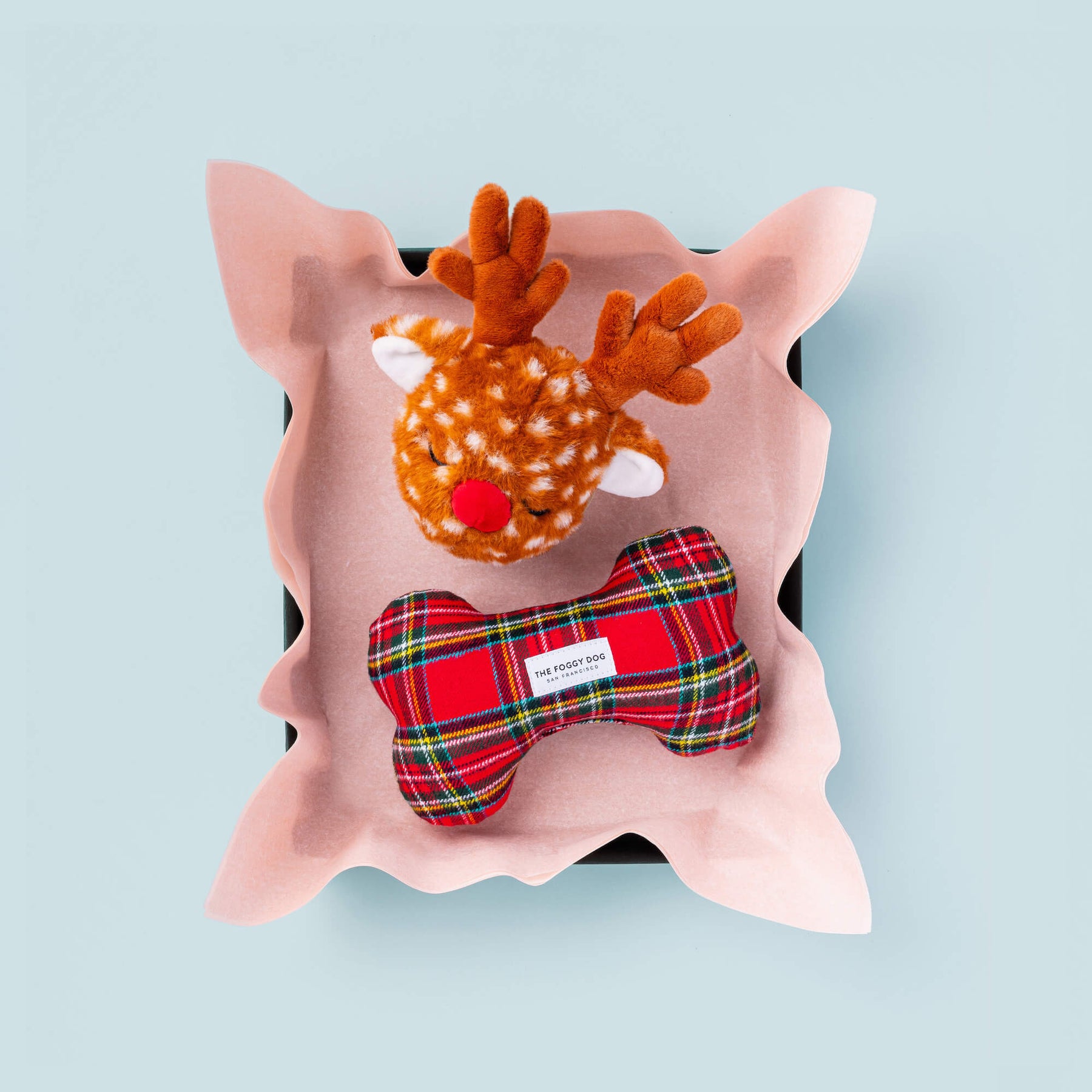 The Foggy Dog - Dog Toy Bone Tartan  Plaid