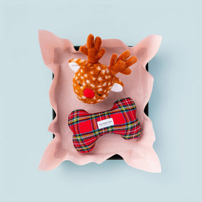 The Foggy Dog - Dog Toy Bone Tartan  Plaid