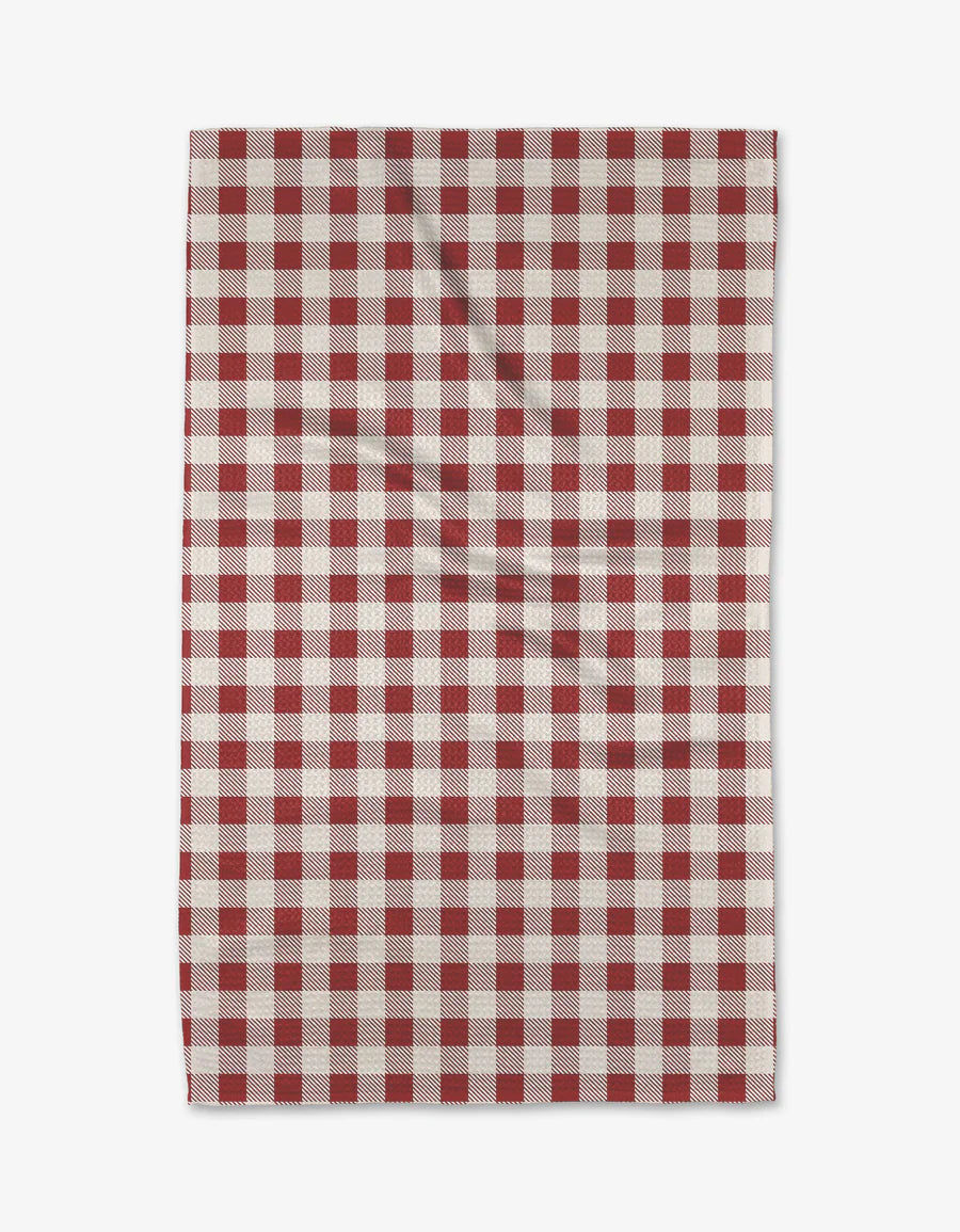 Geometry - Tea Towel Christmas Gingham Red