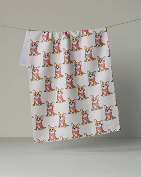 Geometry - Tea Towel Corgi Pals Pink