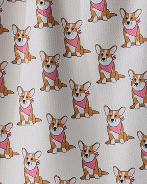 Geometry - Tea Towel Corgi Pals Pink
