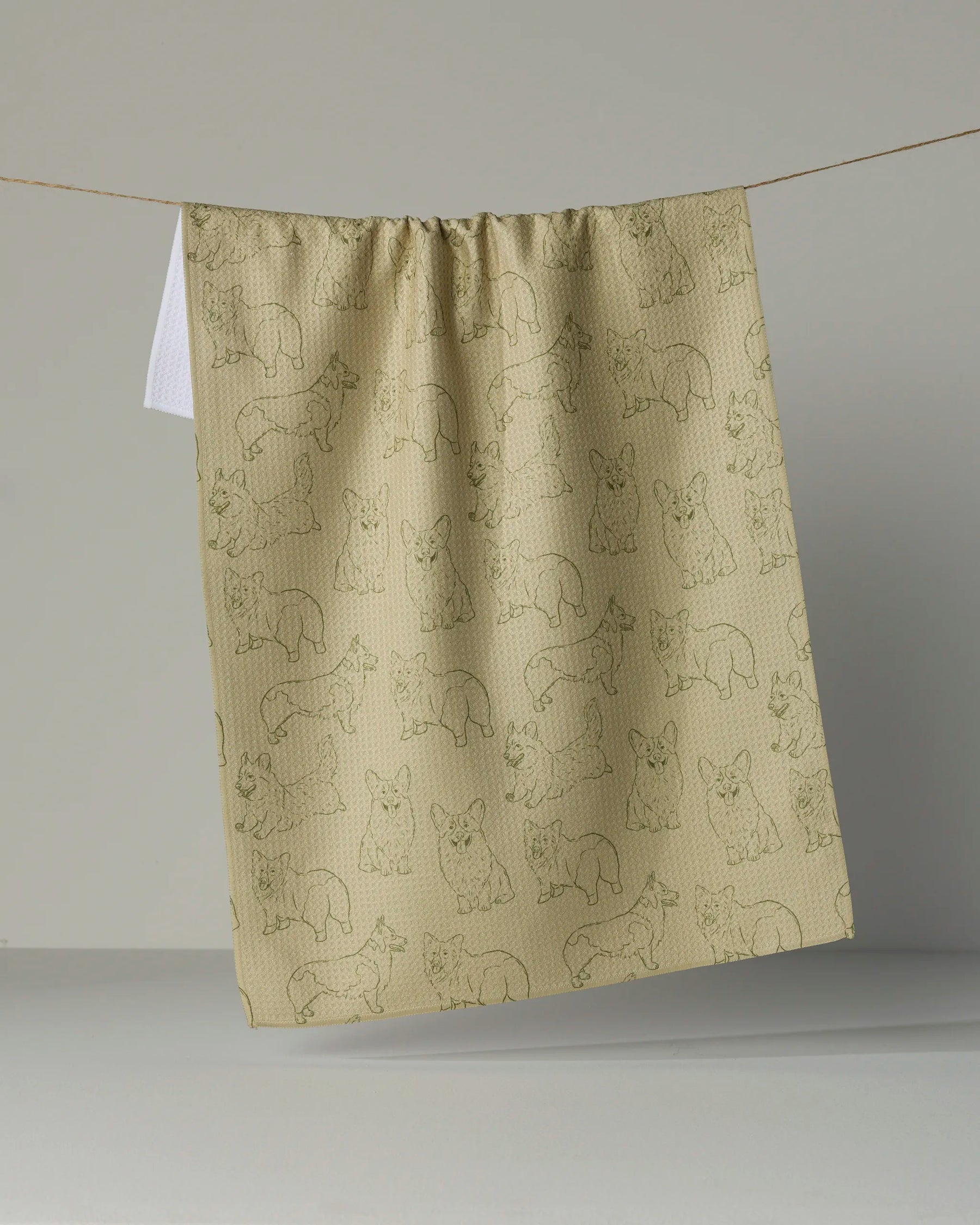 Geometry - Tea Towel Corgi Pups Aloe