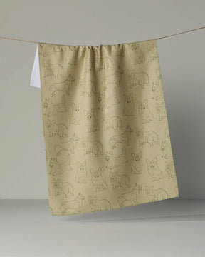 Geometry - Tea Towel Corgi Pups Aloe