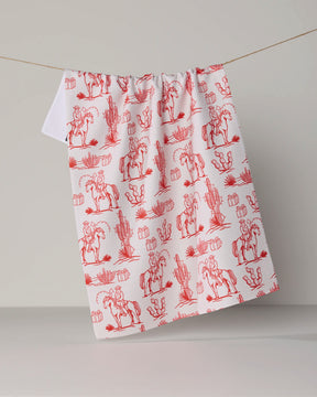 Geometry - Tea Towel Cowboy Claus Red