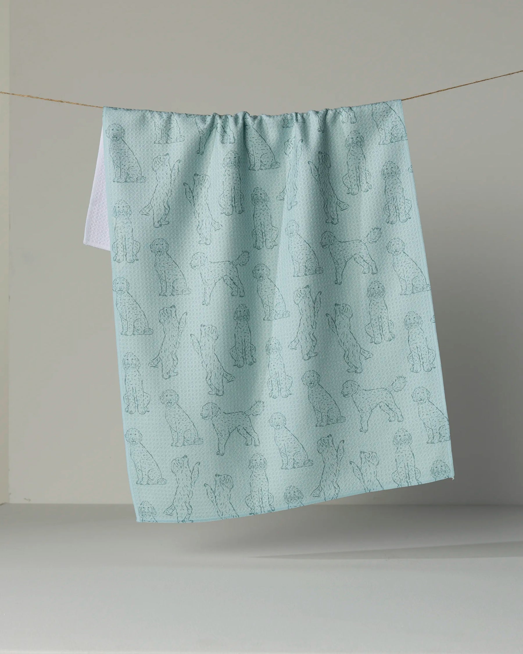 Geometry - Tea Towel Doodle Pups Rain