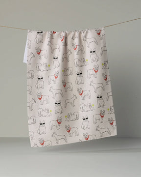 Geometry - Tea Towel Frenchie Frolic Poppy