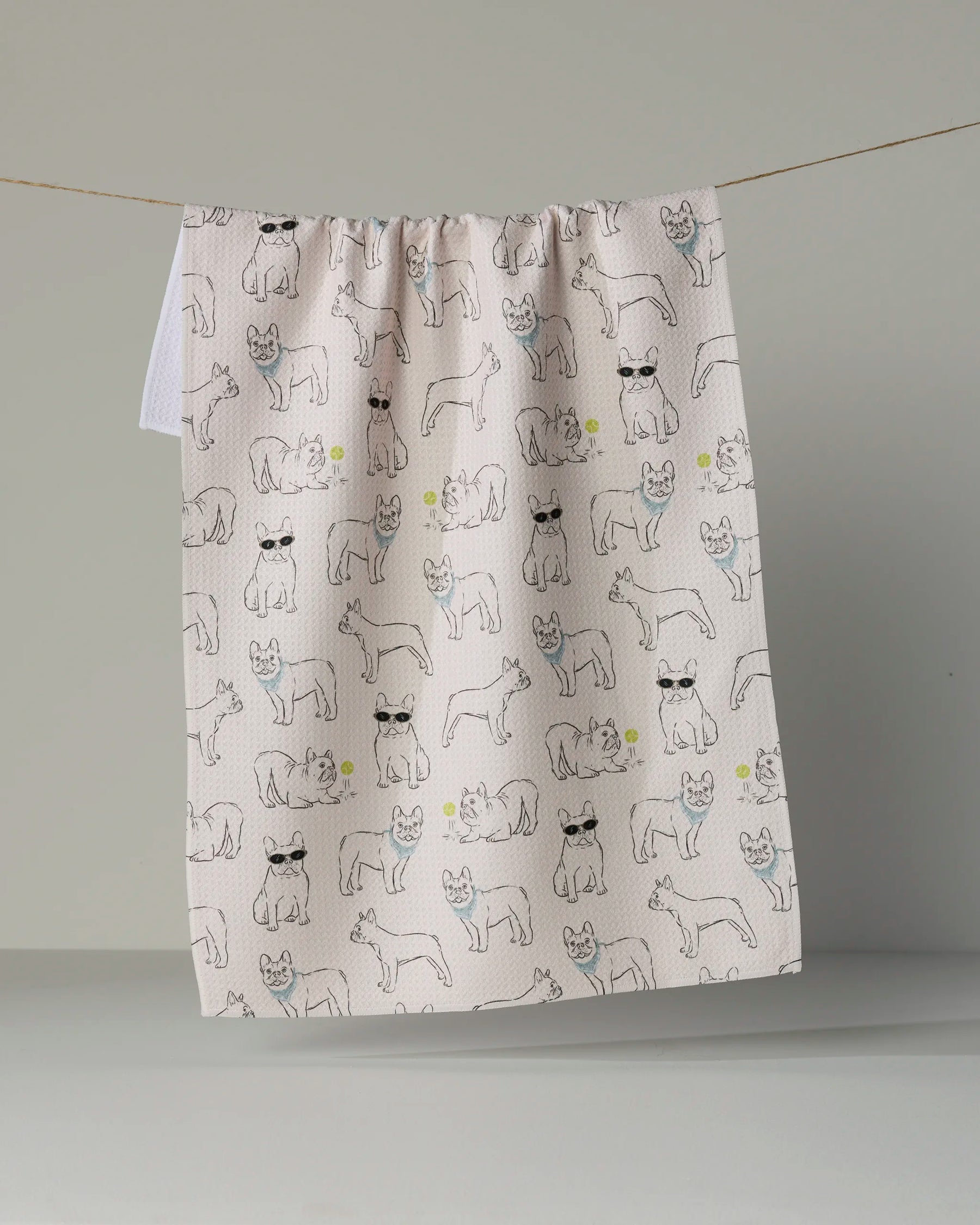 Geometry - Tea Towel Frenchie Frolic Storm