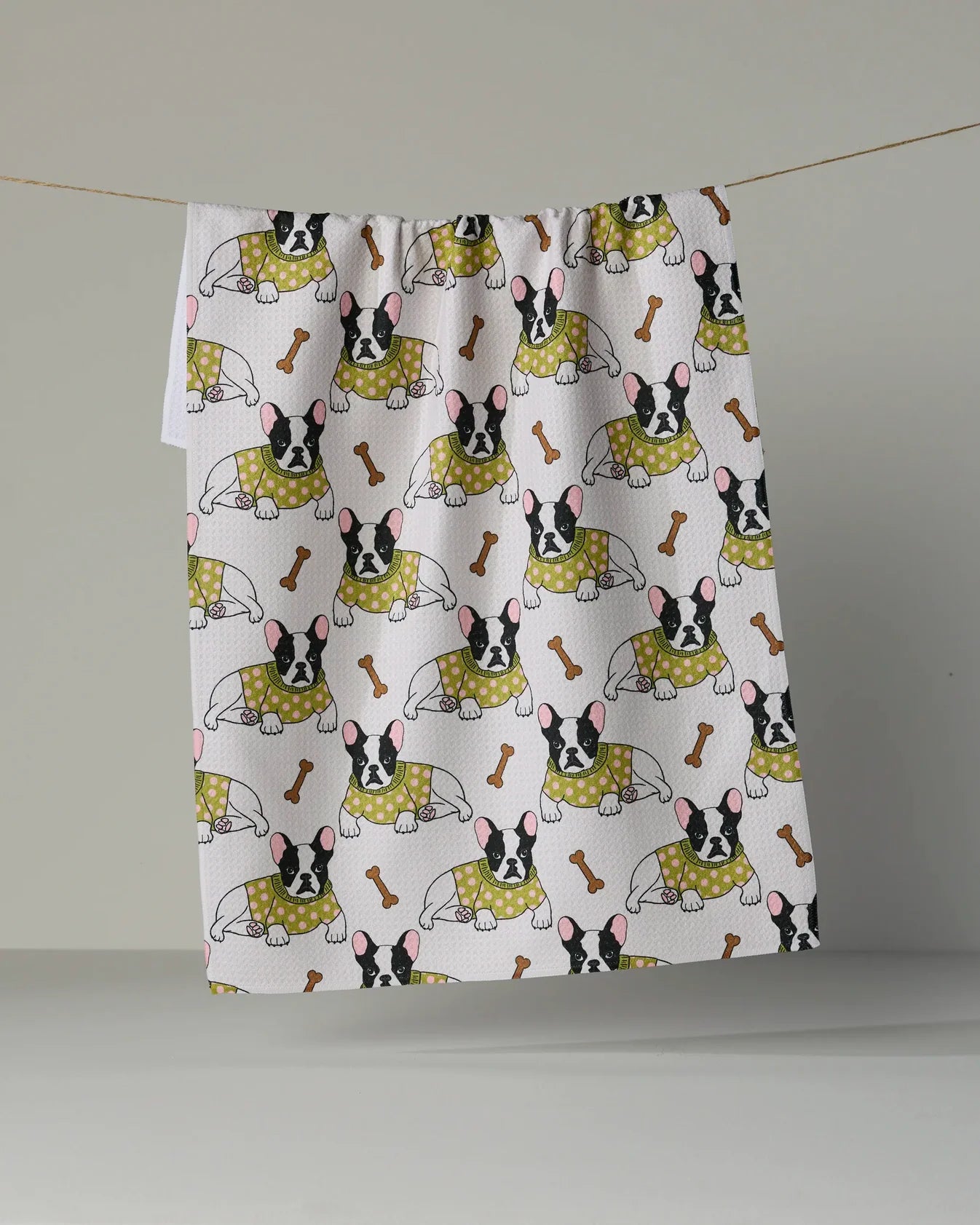 Geometry - Tea Towel Frenchie Fun Lime