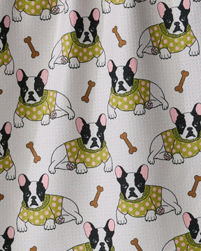 Geometry - Tea Towel Frenchie Fun Lime