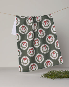 Geometry - Tea Towel Merry Wreaths