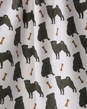 Geometry - Tea Towel Pug Club Black