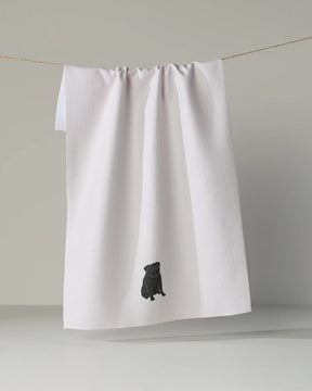 Geometry - Tea Towel Pug Pose Black