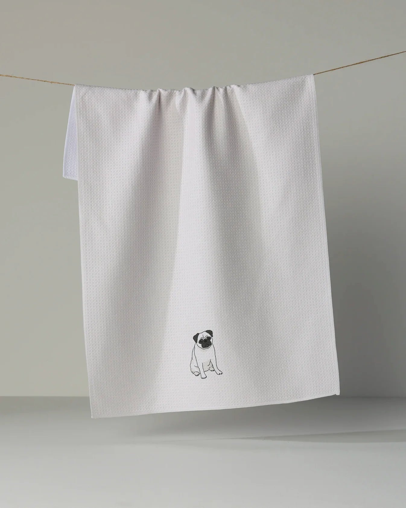 Geometry - Tea Towel Pug Pose Fawn