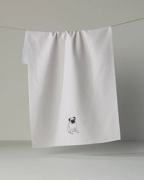 Geometry - Tea Towel Pug Pose Fawn