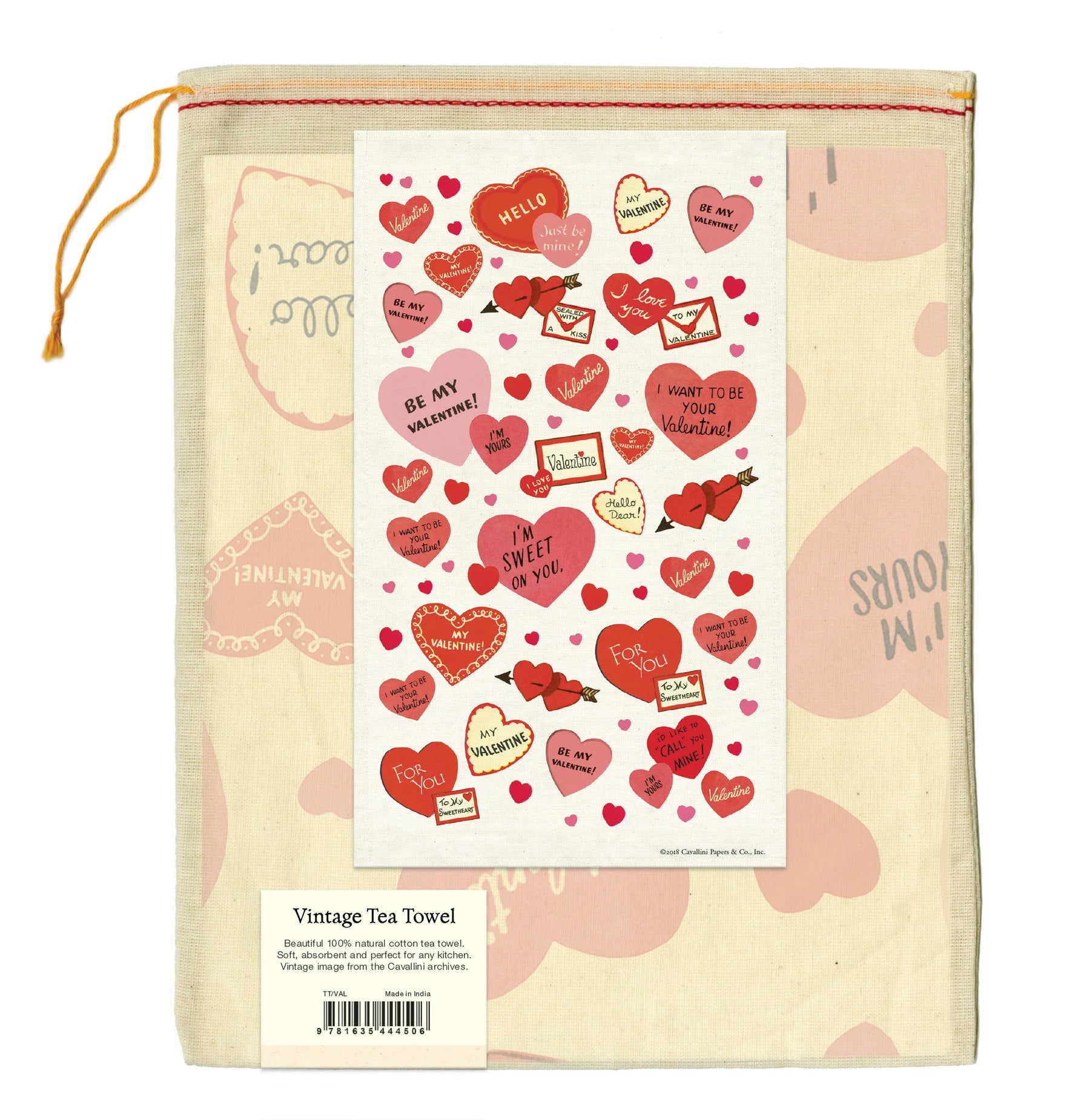 Cavallini & Co. - Tea Towel Valentine Hearts