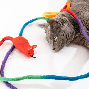 Cat in the Box - Wool Mouse Cat Toy 6 Foot Tail