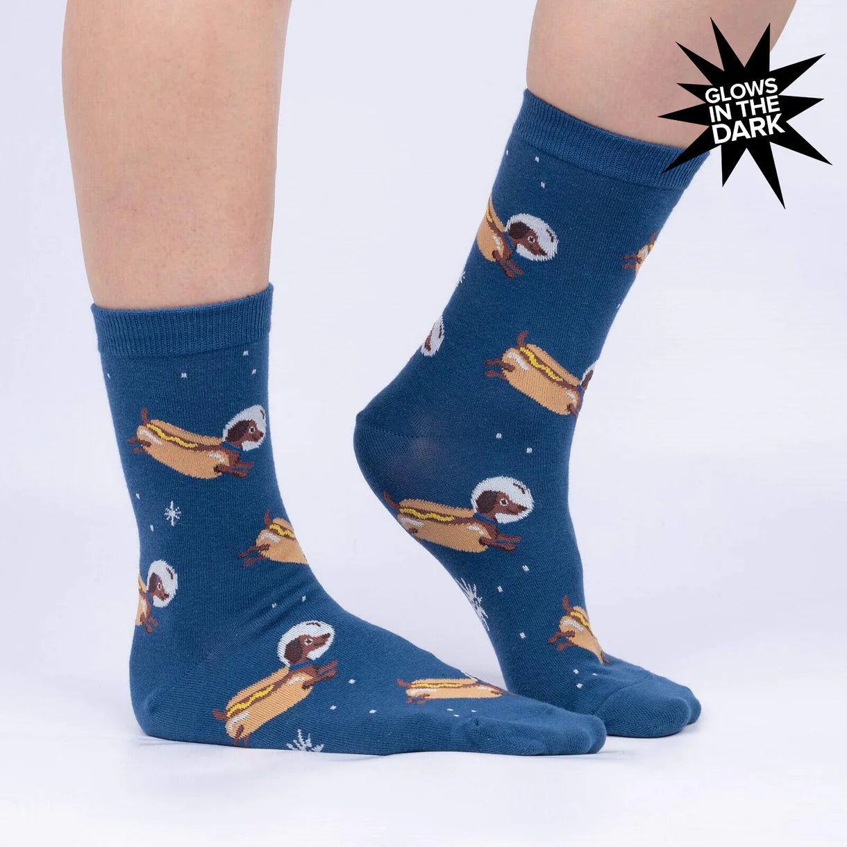 Sock It To Me - Women's Crew Sock: Weiner Dogs, In Space