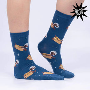 Sock It To Me - Women's Crew Sock: Weiner Dogs, In Space