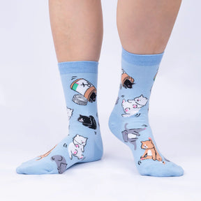 Sock It To Me - Women's Crew Sock: Purr-sciption for Happiness