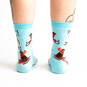 Sock It To Me - Women's Crew Holiday Socks: Powder hound