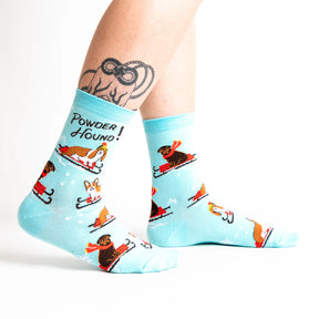 Sock It To Me - Women's Crew Holiday Socks: Powder hound