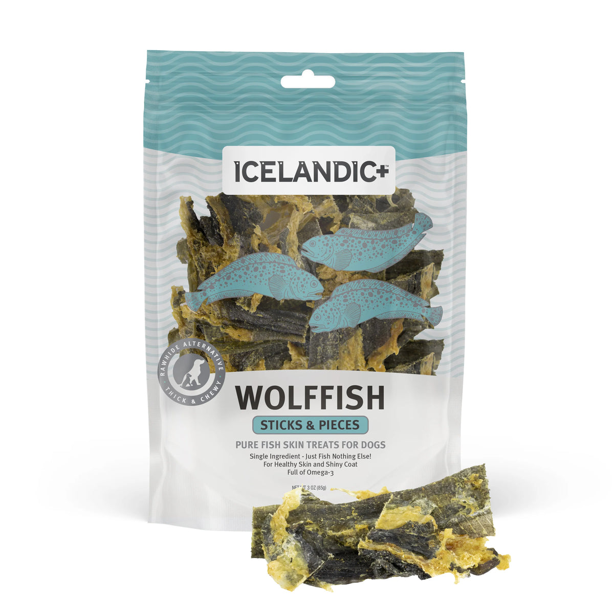 Icelandic+ Wolffish Sticks & Pieces Pure Fish Skin Treats For Dogs