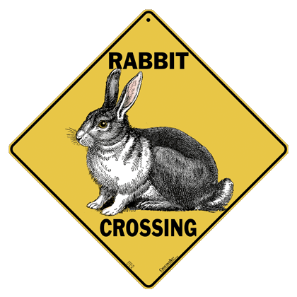 Rabbit Crossing Sign by Crosswalks