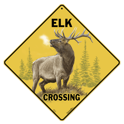 Elk Crossing Sign by Crosswalks