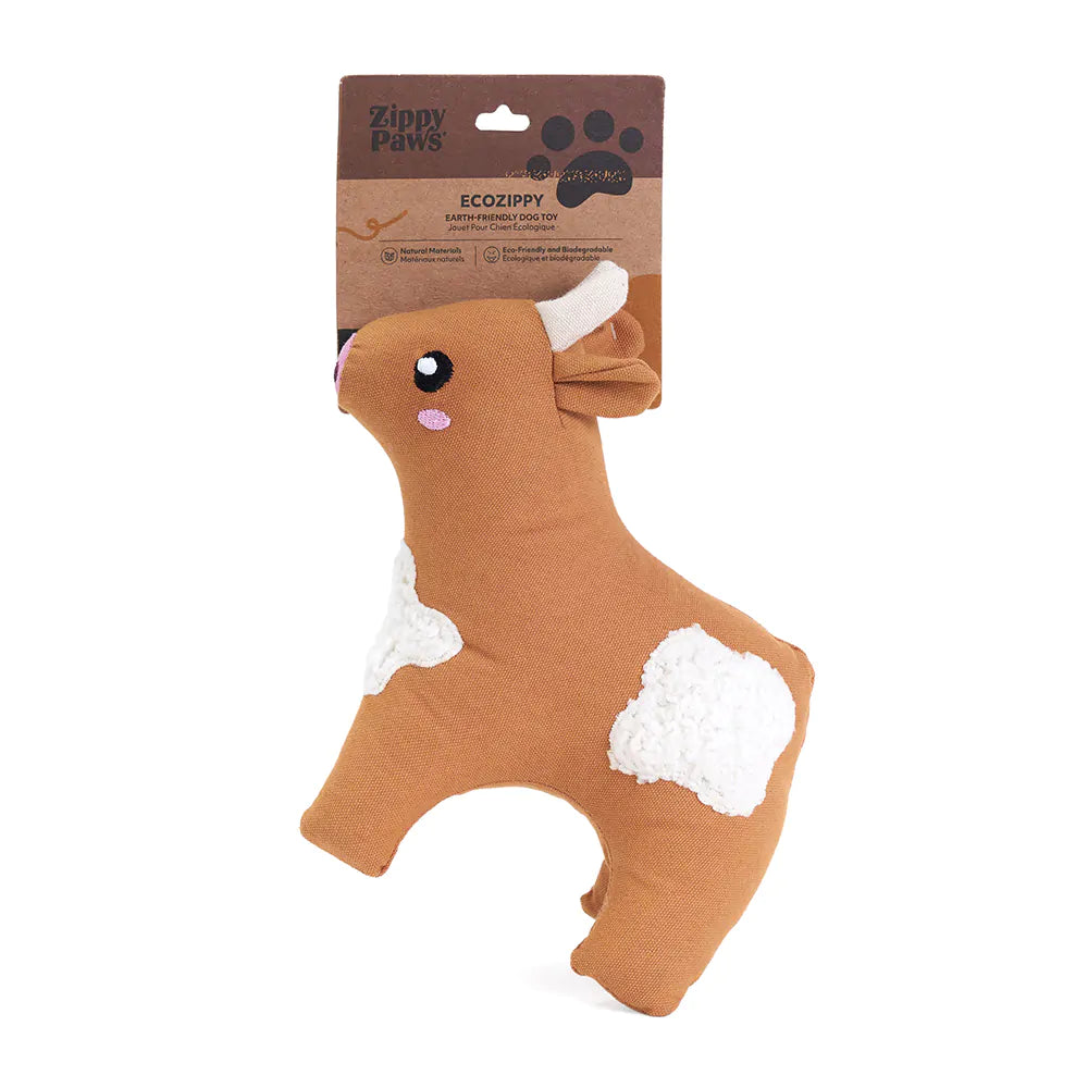 ZippyPaws - ecoZippy Cotton Cuddler Cow Dog Toy