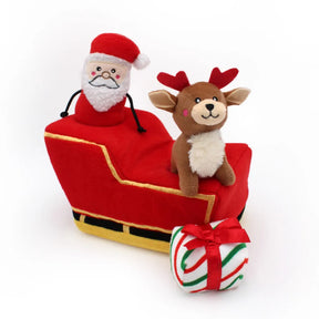 ZippyPaws - Holiday Burrow Santa's Sleigh Dog Toy