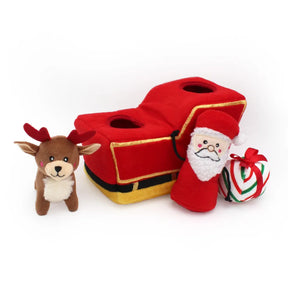 ZippyPaws - Holiday Burrow Santa's Sleigh Dog Toy