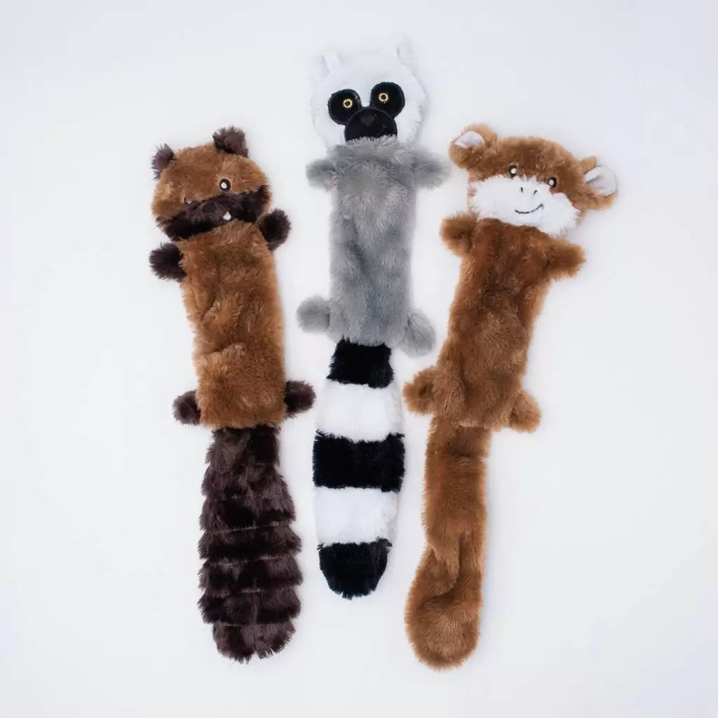 ZippyPaws - Skinny Peltz Chipmunk, Lemur, Monkey Dog Toys