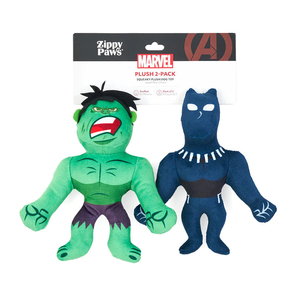 ZippyPaws - Marvel Plush Hulk & Black Panther Dog Toy