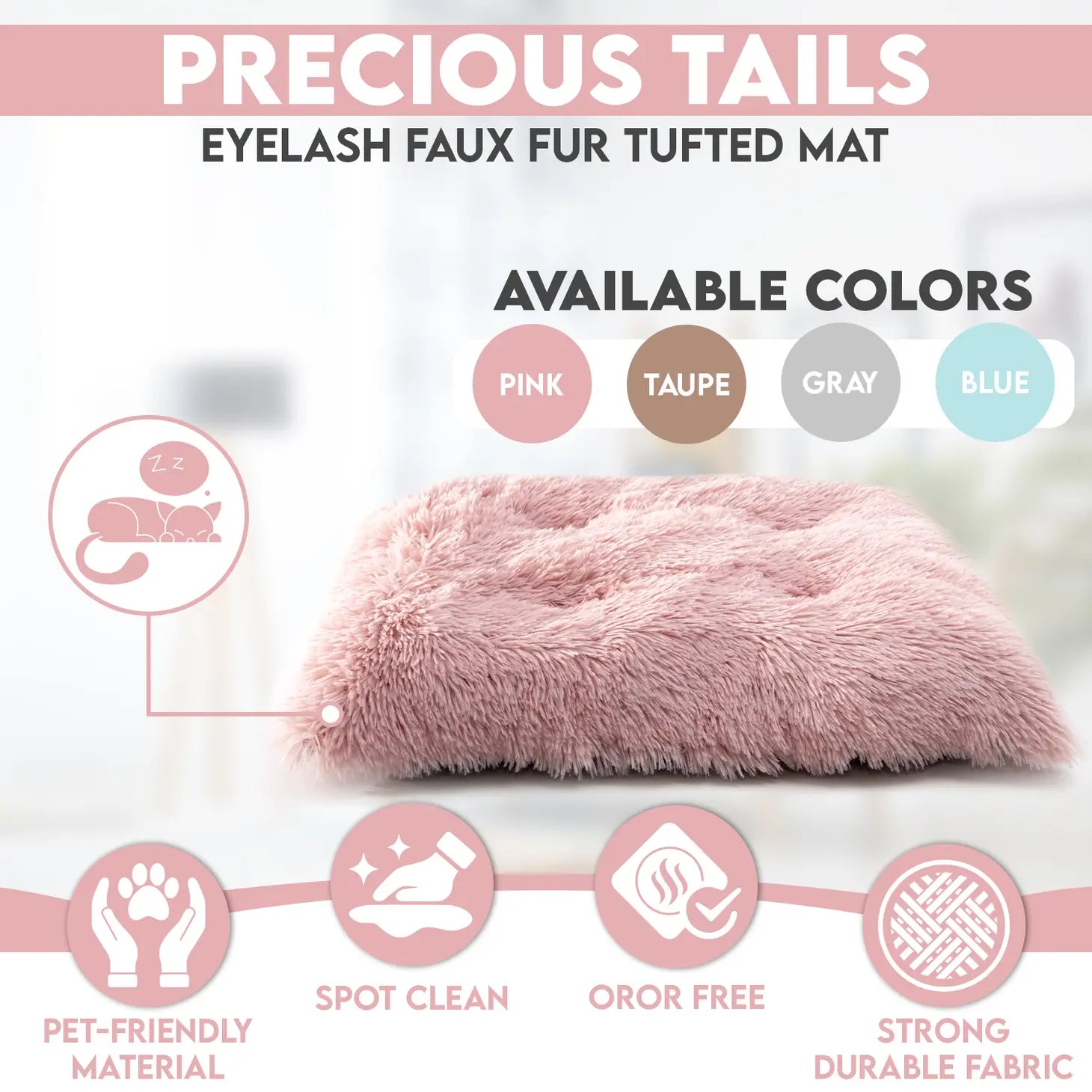 Precious Tails - Eyelash Faux Fur Tufted Mat Gray
