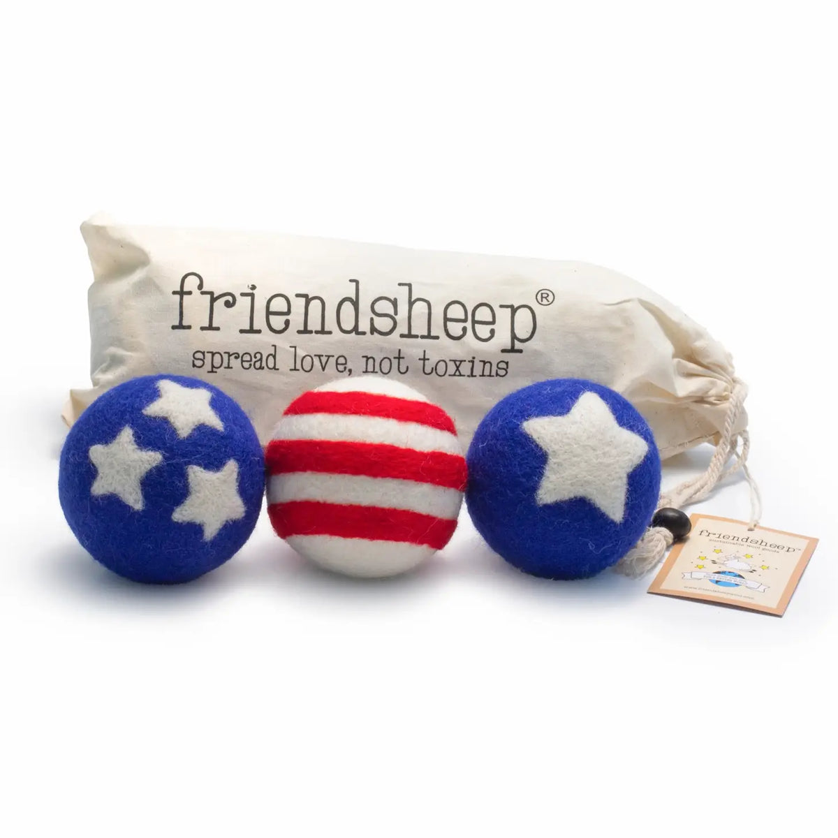 Friendsheep - Eco Dryer Ball Stars & Stripes (Set of 3)