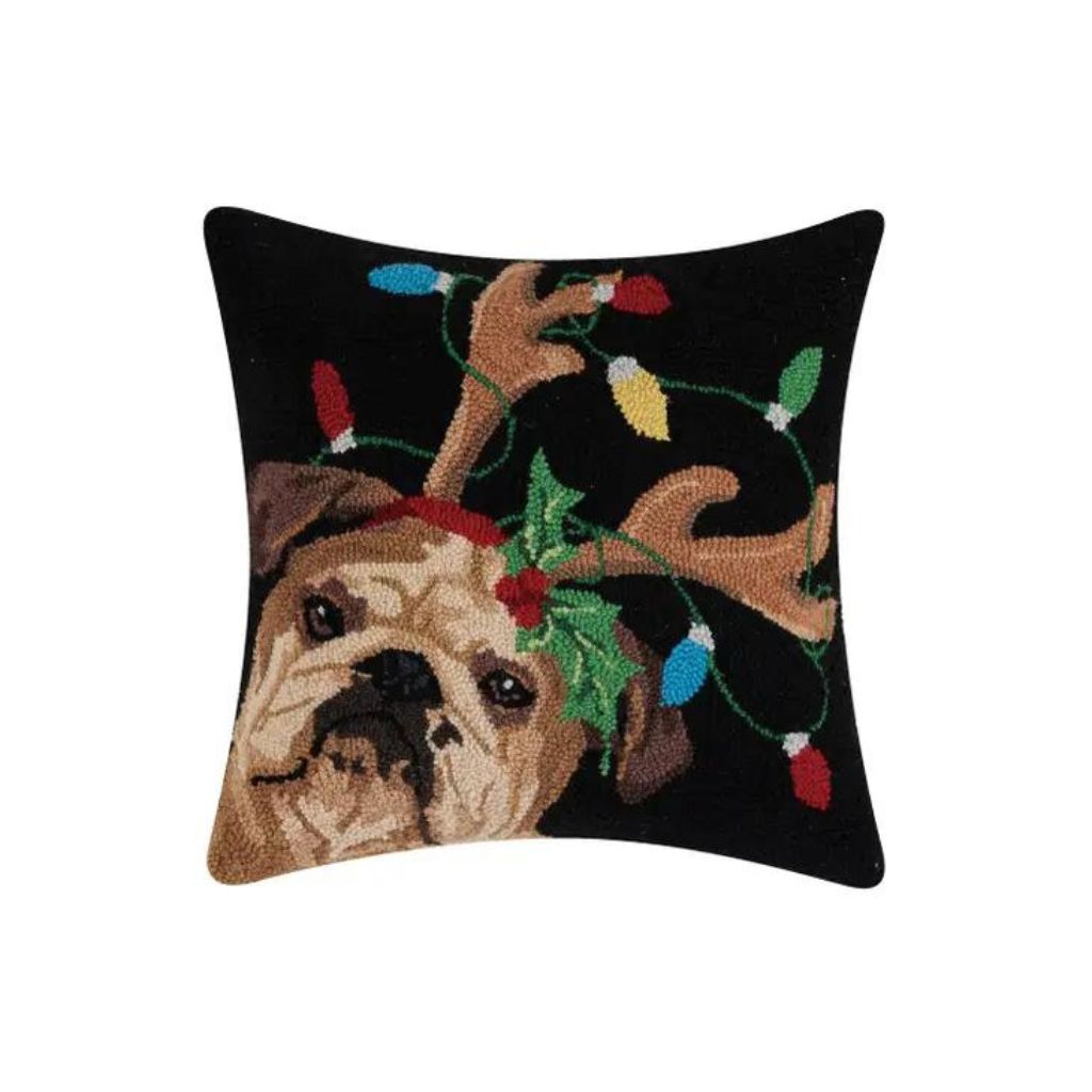 Peking Handicraft Holiday Bulldog Pillow