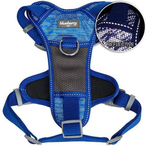 Dog Harness Vest Reflective Mesh Padded No Pull Blue