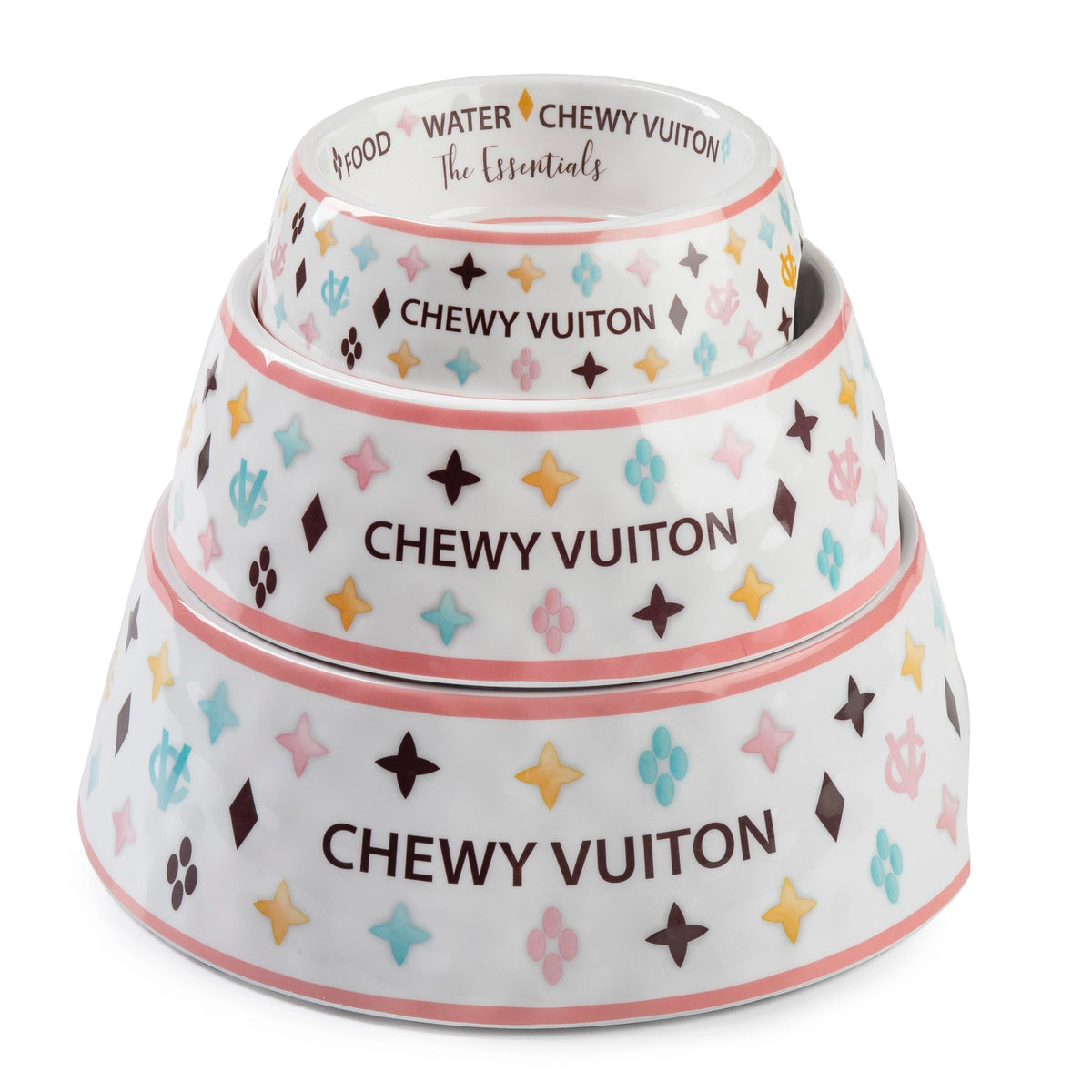 Haute Diggity Dog - Checker Chewy Vuiton White Dog Bowl
