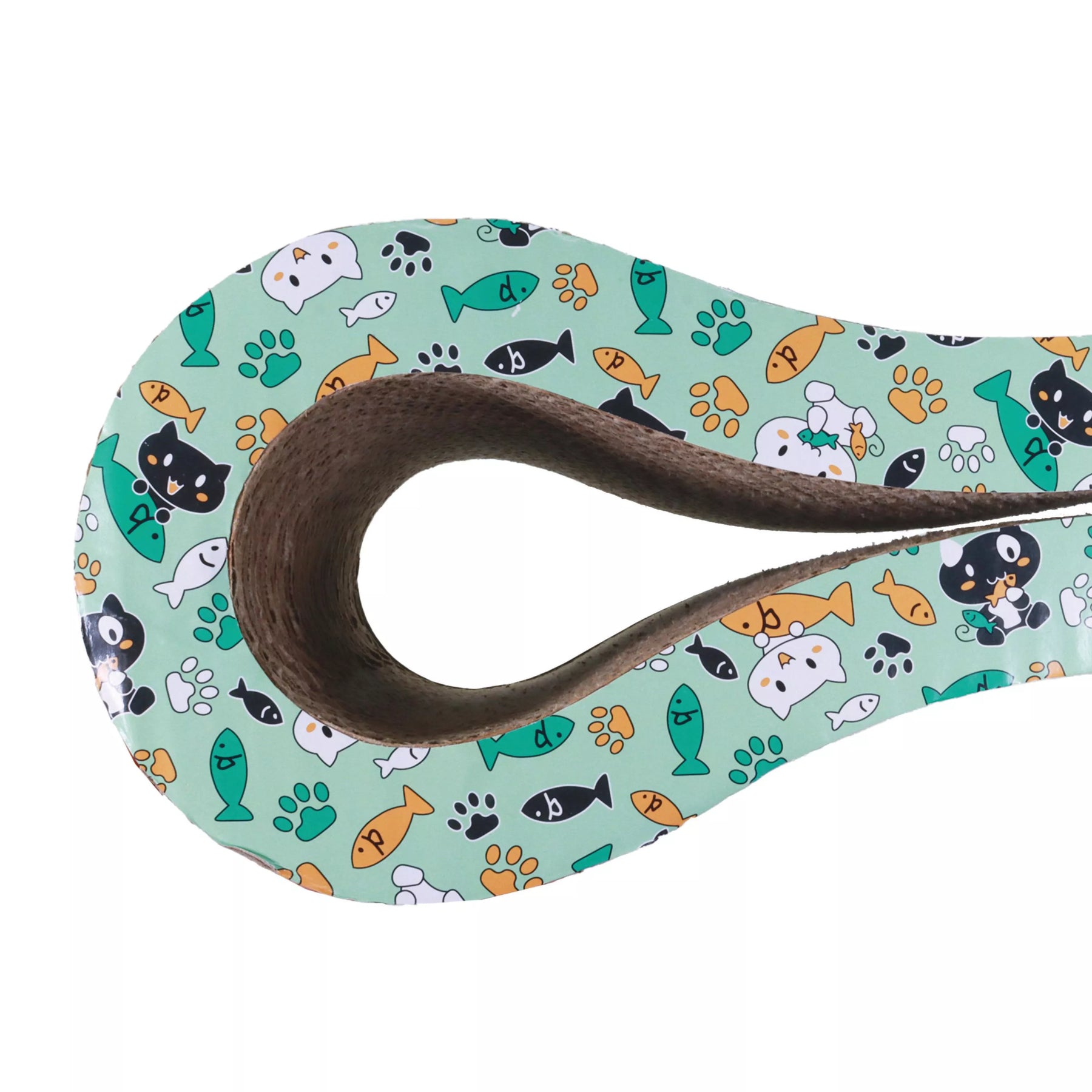 Coastal - Infinity Symbol Scratcher With Comical Cats, Fish & Pawprints
