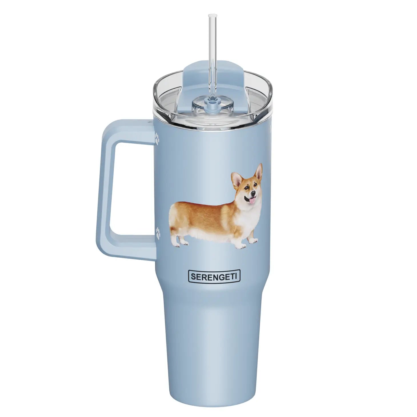 Tumbler with Handle & Straw Welsh Corgi